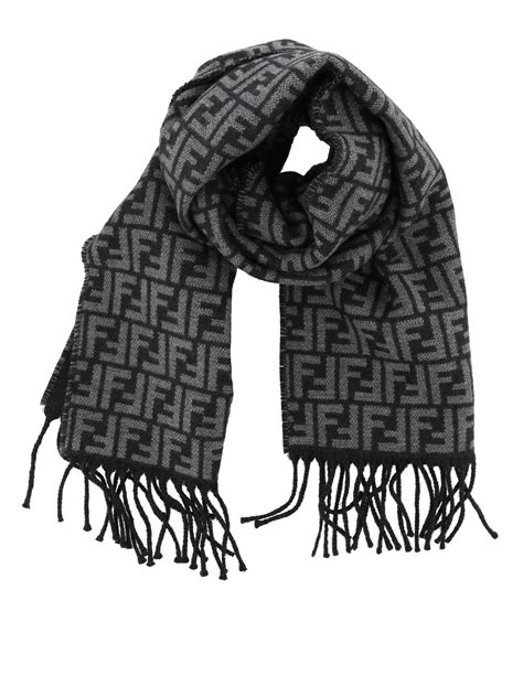 fendi jacquard scarf|Grey FF jacquard scarf .